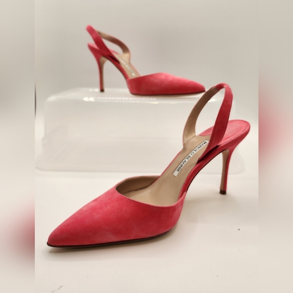 Manolo Blahnik Carolyne Slingback Pumps - Pink Suede - Picture 1 of 6